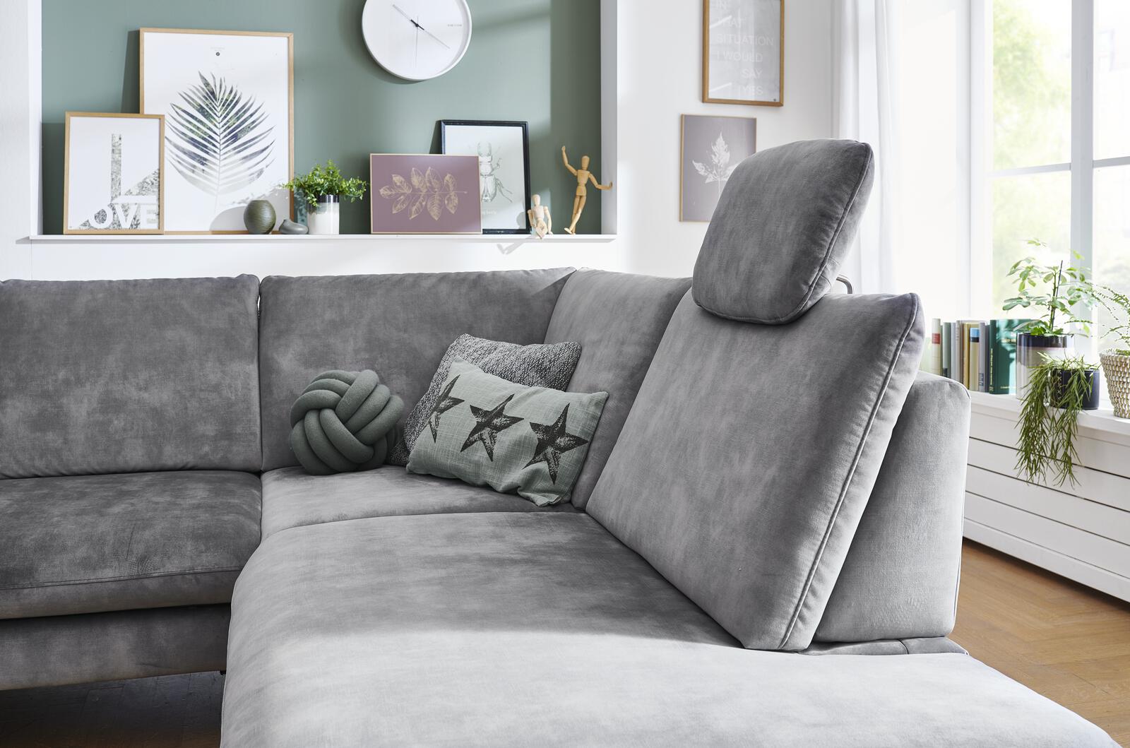 Modulmaster Wohnlandschaft MM-ZE1126 ca. 179x332x220cm in Stoff Amira silver Modulmaster Wohnlandschaft MM-ZE1126 ca. 179x332x220cm in Stoff Amira silver, Sofa, Grau, Wohnzimmer, Samt, Kissen