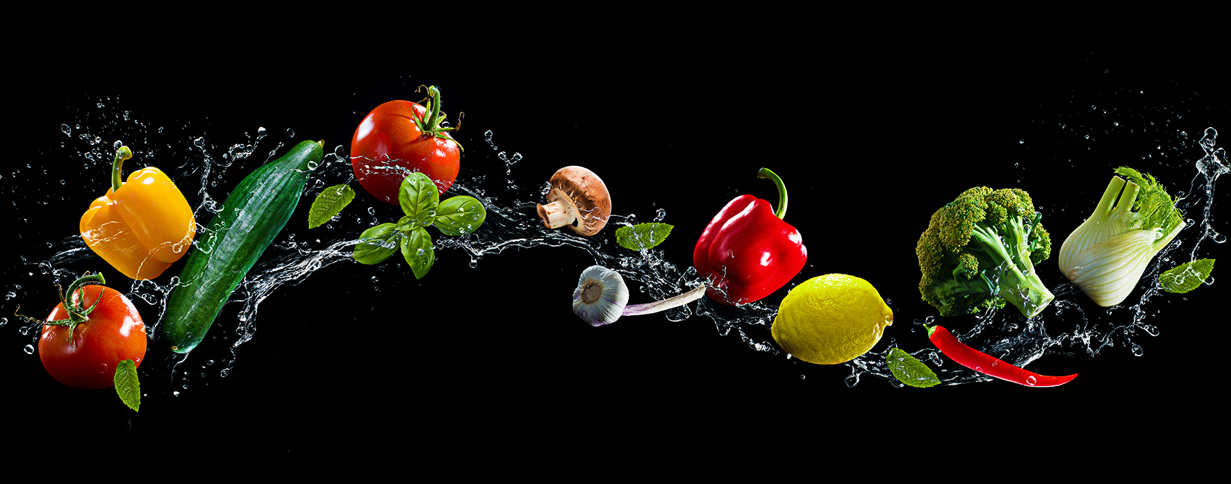 PRO ART Glas-Art 125x50cm Flying Vegetables