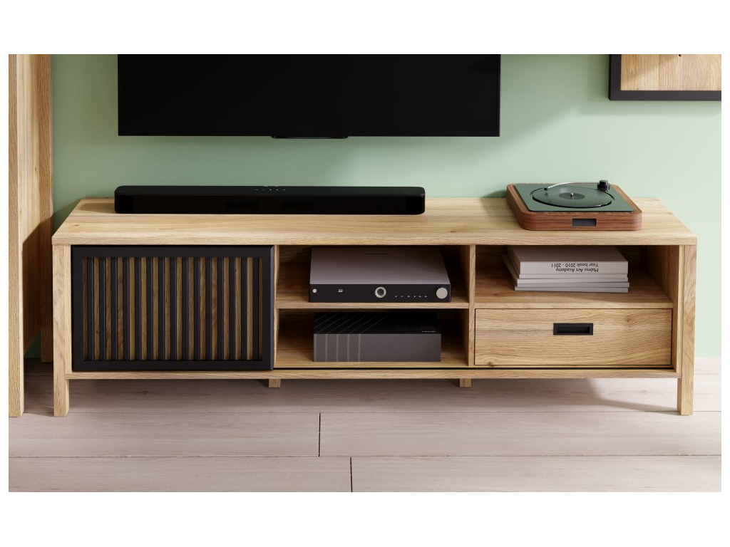 Forte Möbel Lowboard JYTANA in Mauvella oak/Mauvella oak schwarz