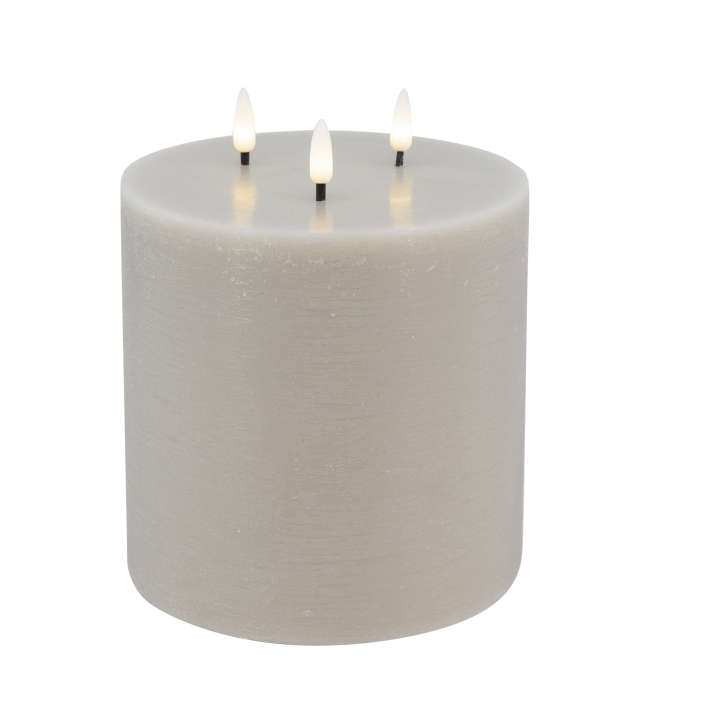 L.C. Wholesaler LED-3-Docht-Kerze BASIC ca. Ø 15, H 15cm in sand rustic, 15x15cm