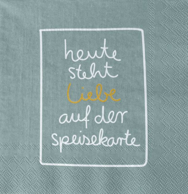 Räder Serviette in Farbe grün,blau, text-graphic, Karte, Zitat, Leinenstruktur, blaugrün