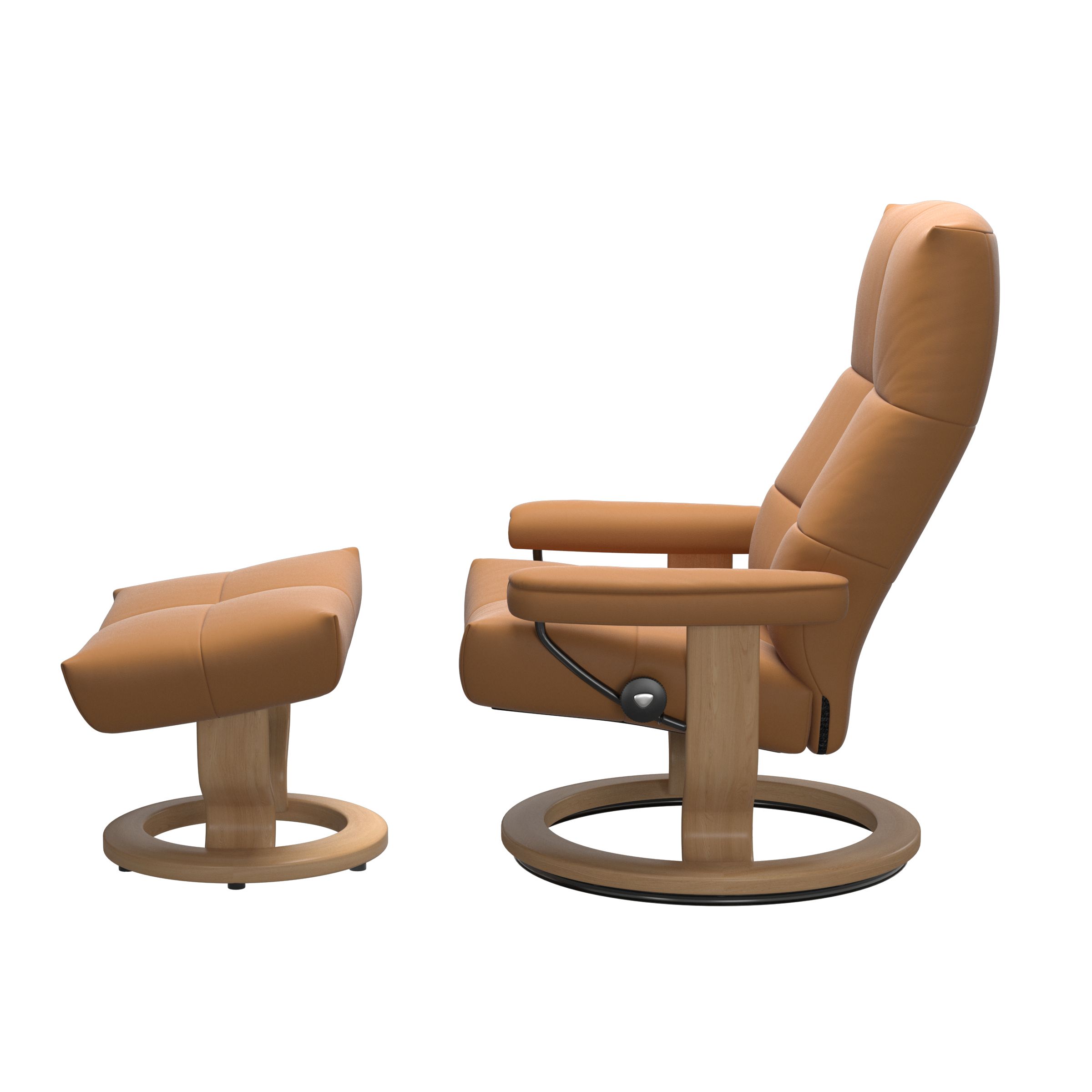 Stressless Sessel mit Hocker DAVID CLASSIC (M) in Leder Batick New Caramel