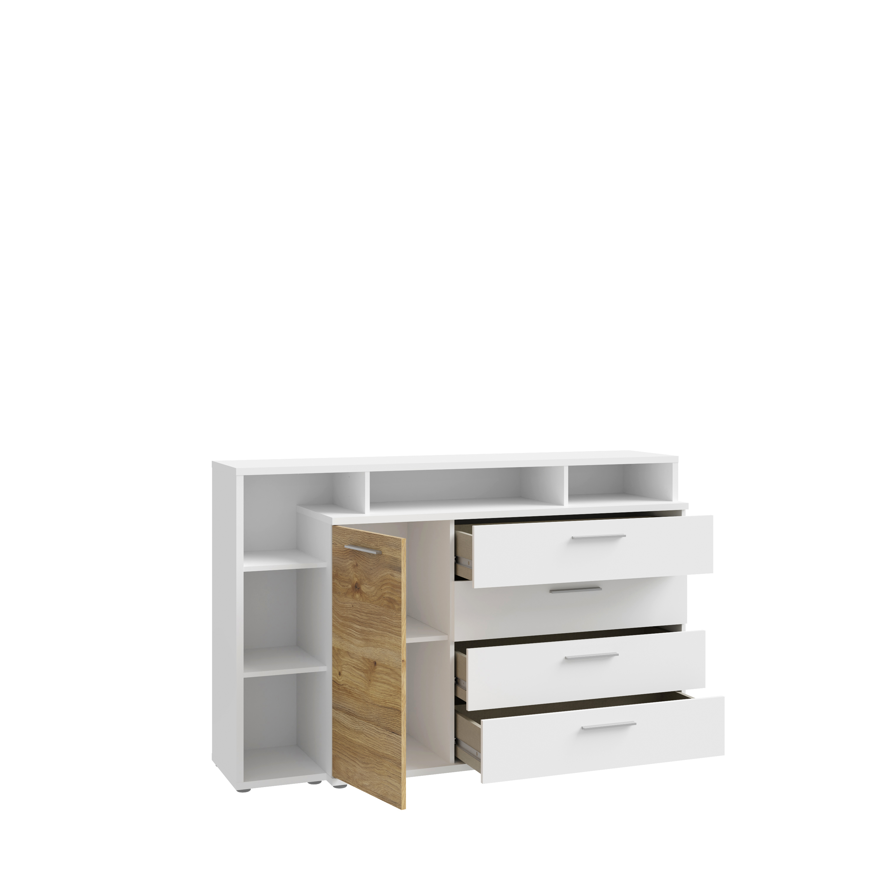 Forte Fabryki Mebli Kommode MAYACUS ca.153x99x41 cm in weiß/Mauvella Oak M949