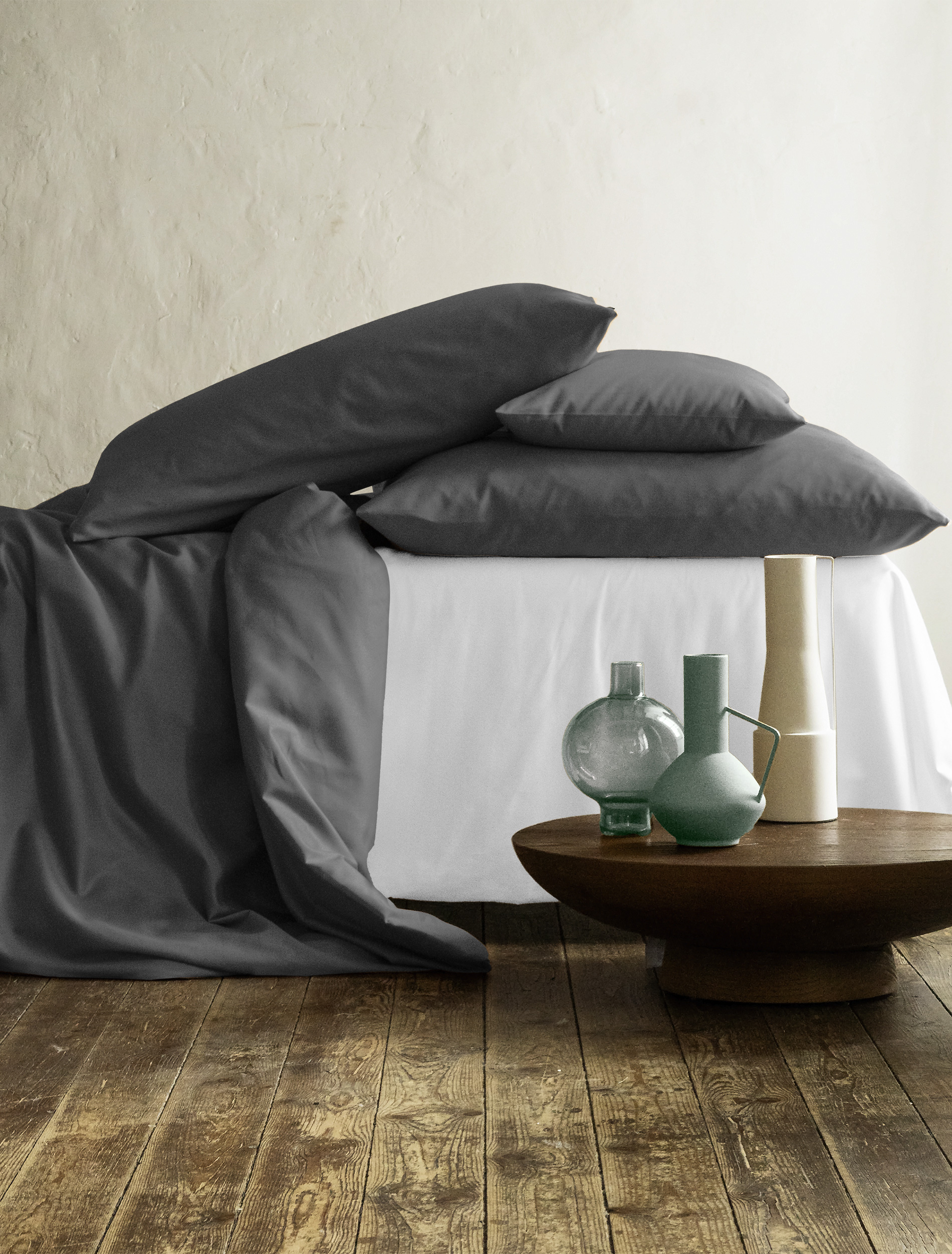 Mako-Satin Bettwäsche 155x220 in 155x220cm anthrazit, Kissen, Dekoration für Zuhause, Töpferei, Innenarchitektur