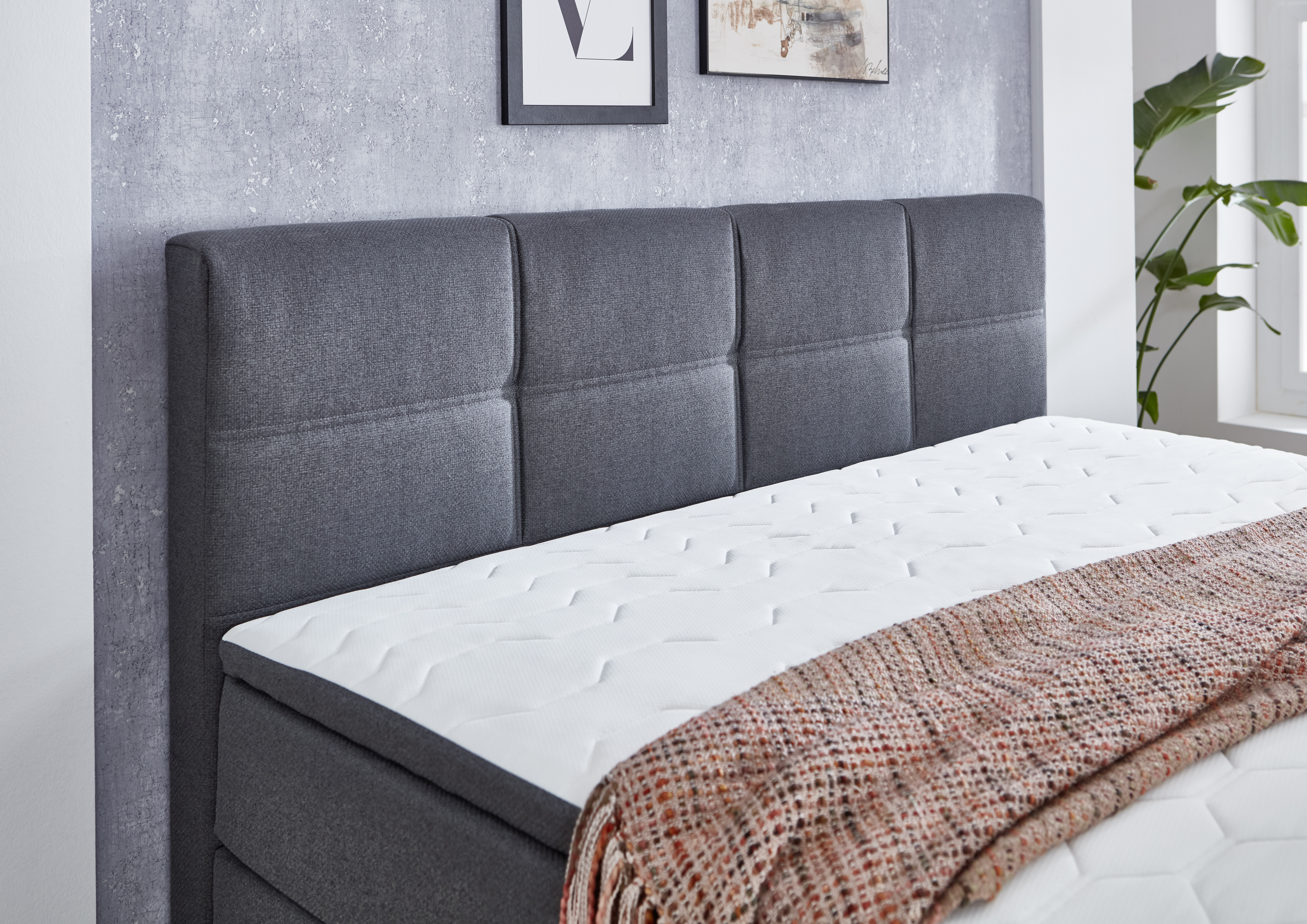 Sun Garden Boxspringbett Surrey ca. 140x200cm Schwarz Sun Garden Boxspringbett SURREY in Stoff 50512-700 anthrazit