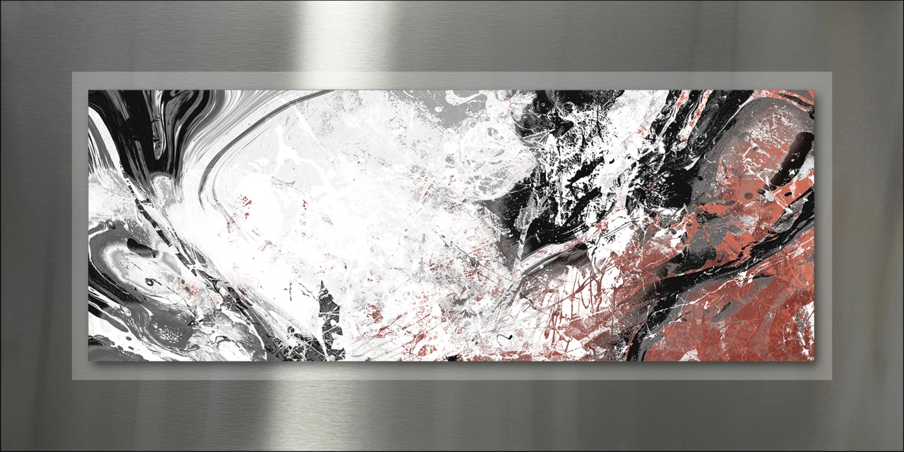PRO ART Double-Alu -Dibond bedruckt mit Aufsatz aus Dibond 100x50cm Black & Red Mix