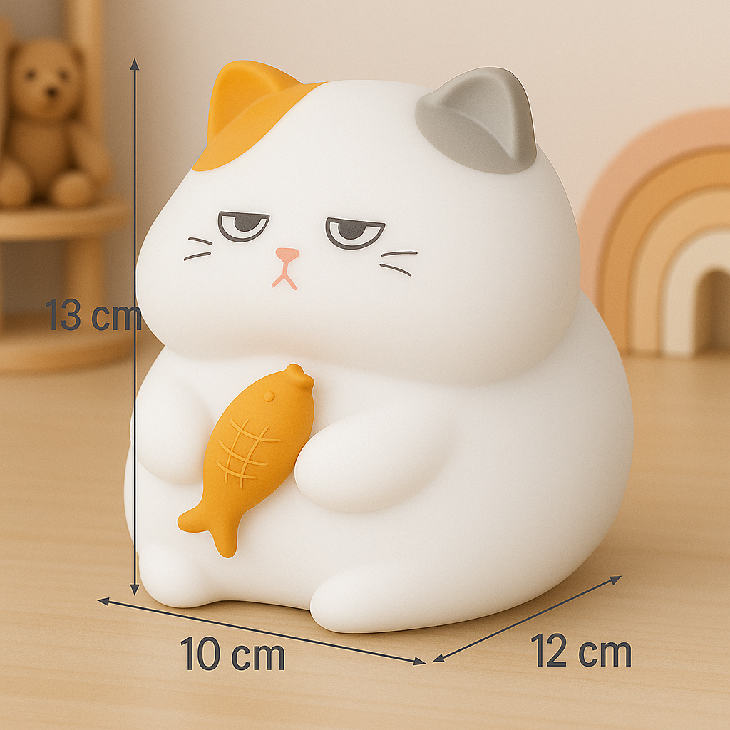 FH Lighting LED-Tischleuchte GERD in Silikon weiß, Katzenfigur, Kleiner Meter, Katzenspielzeug, Fischfigur, Kunststofffigur
