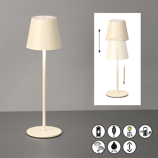 FH Lighting LED-Tischleuchte VILETTO in Metall sandbeige, Stehlampe, Beleuchtung, Led, creme, moderne Standleuchte