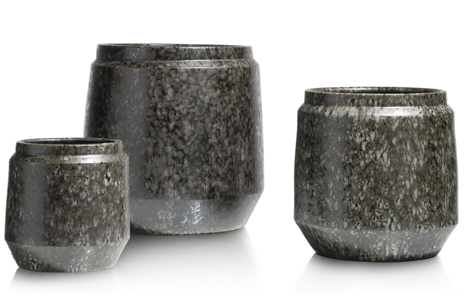 Coco Maison Dalila Übertopf H36cm Coco Maison 48389-ZWA, Steinzeug, Vase, Keramik, Grau, strukturiert
