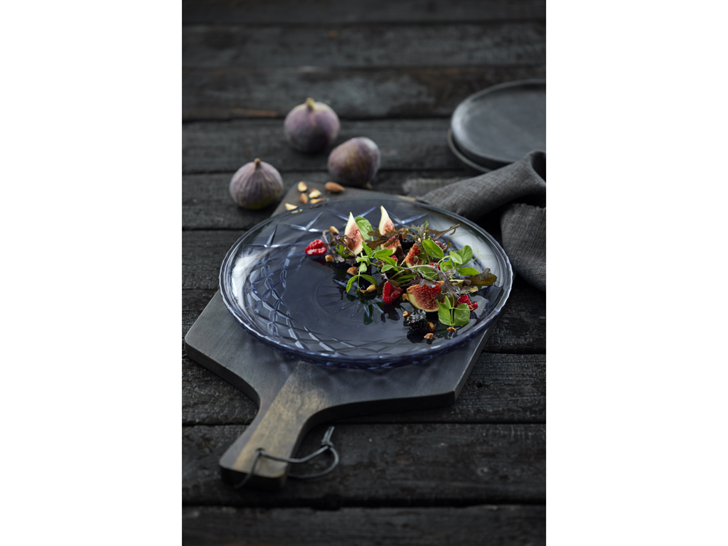 Lyngby Glas Platte 30 cm in Farbe blau
