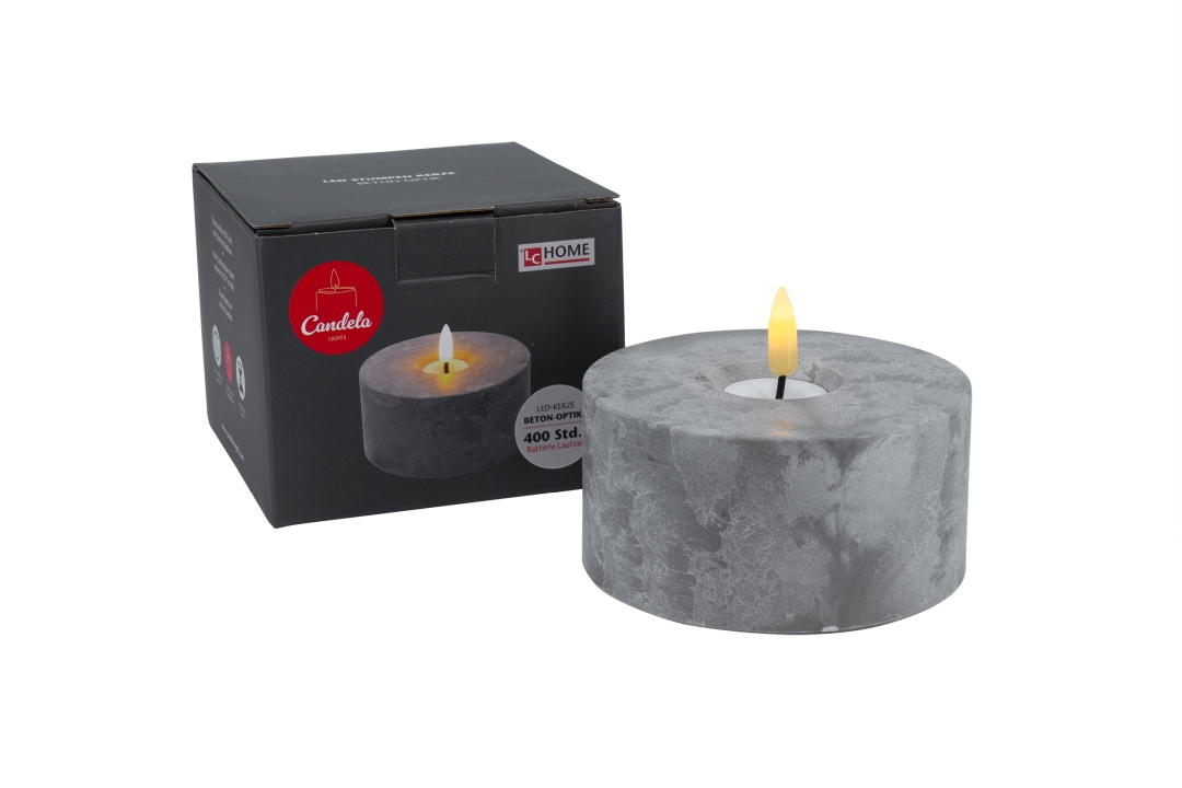L.C. Wholesaler LED-Kerze BETON ca. Ø 10, H 5cm in mit 6h Timer D10 H5 cm