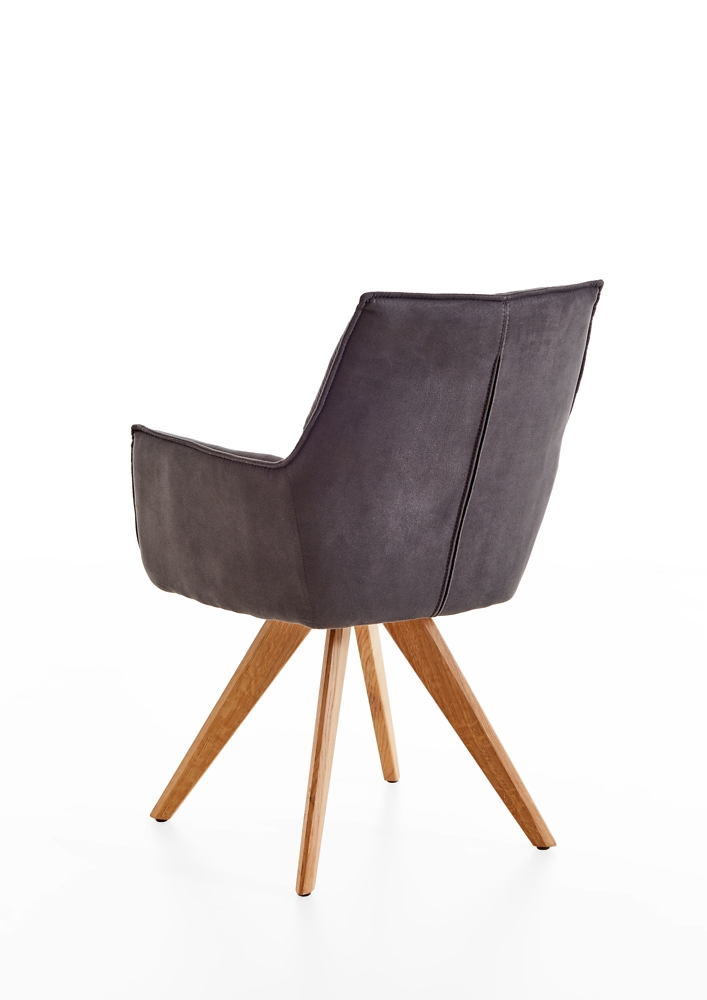 Niehoff Armlehnstuhl 2er-Set in Stoff Microf. Arizona graphit, Sperrholz, Holz, Mobiliar, Stuhl