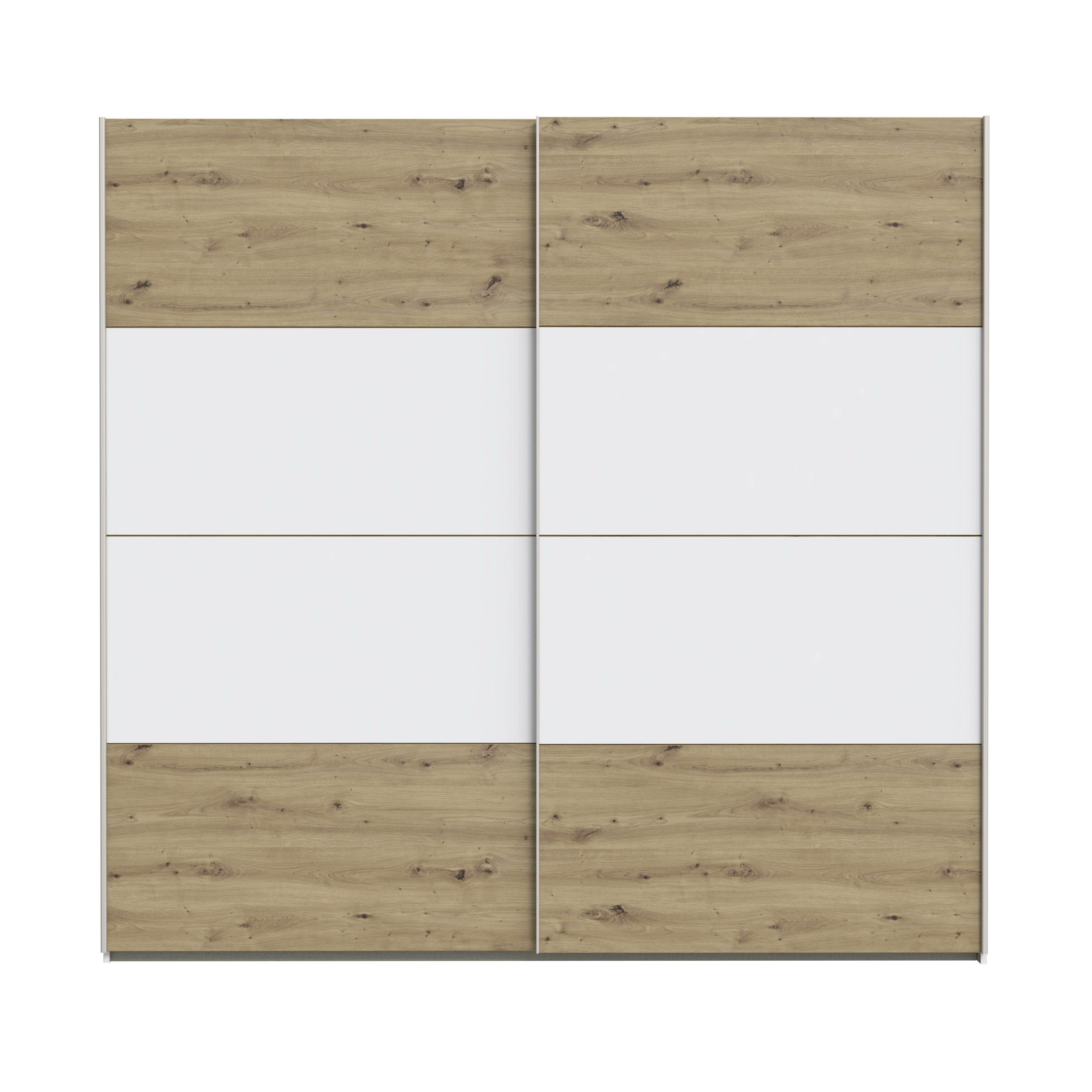 Forte Schwebetürenschrank SCHACH&MATT ca.B220 H211 T61 cm in Artisan Eiche/weiß M576