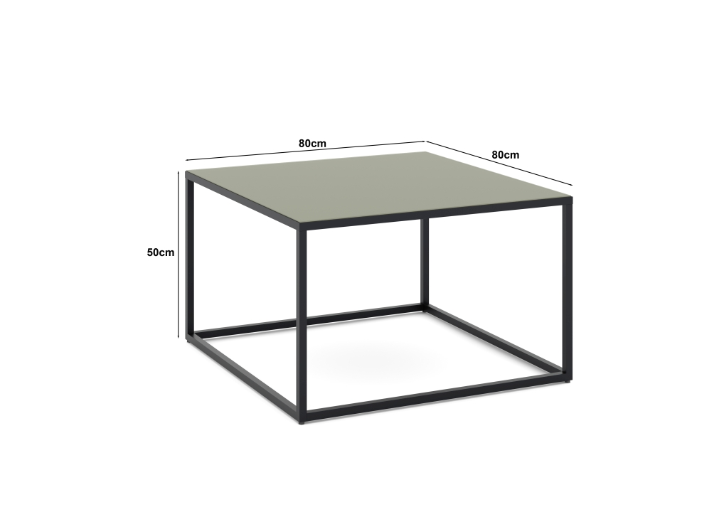 Set One by Musterring Couchtisch RENO in Platte grün/Gestell Metall graphit schwarz, Beistelltisch, Couchtisch, Metallrahmen, Glasdach, 80x50 cm