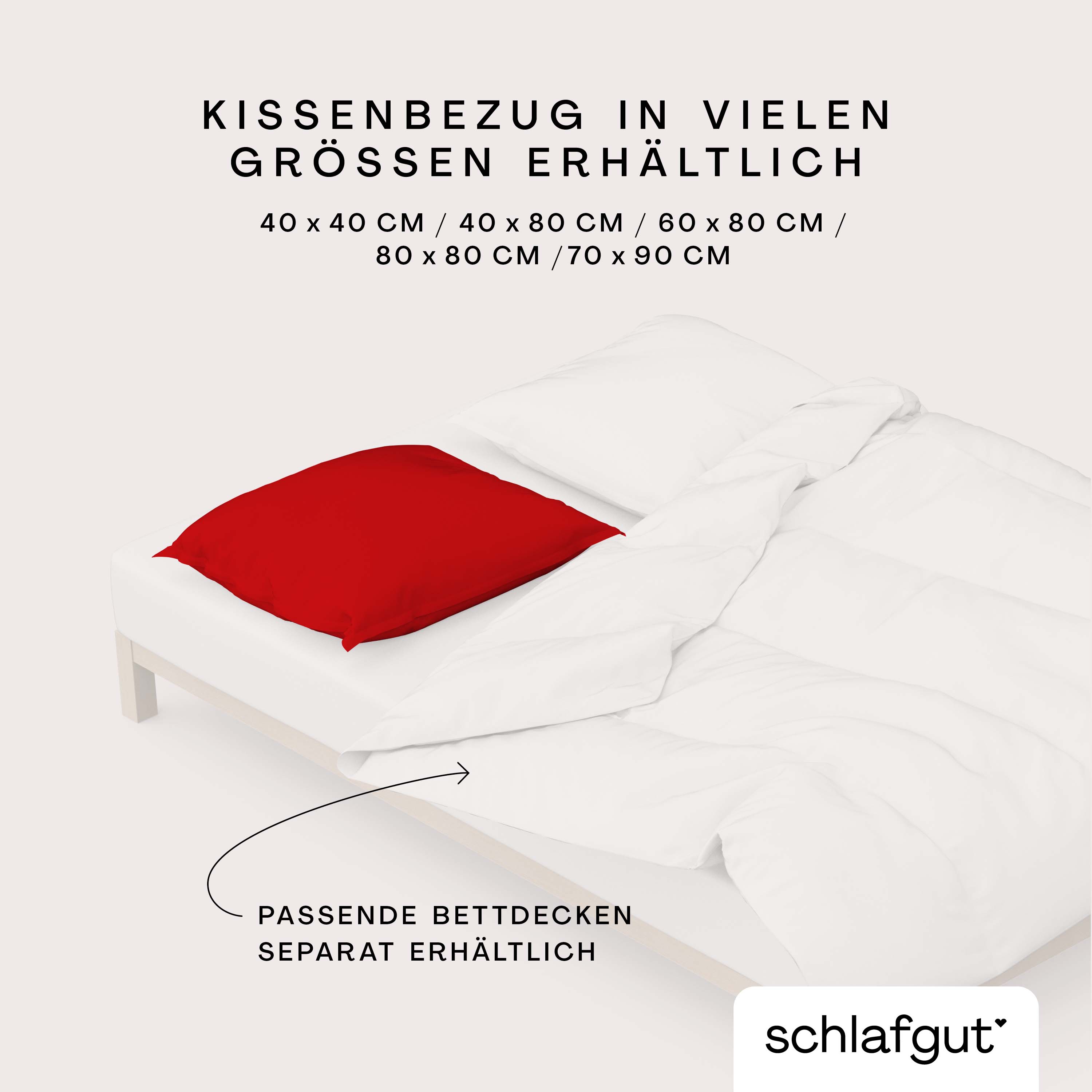 Schlafgut Kissenbezug 40x80 cm KISSENBEZUG in red deep Schlafgut Kissenbezug 40x80 cm KISSENBEZUG in red deep, Bett, Bettdecke, Kissenbezug, Weiße Bettwäsche, rotes Kissen