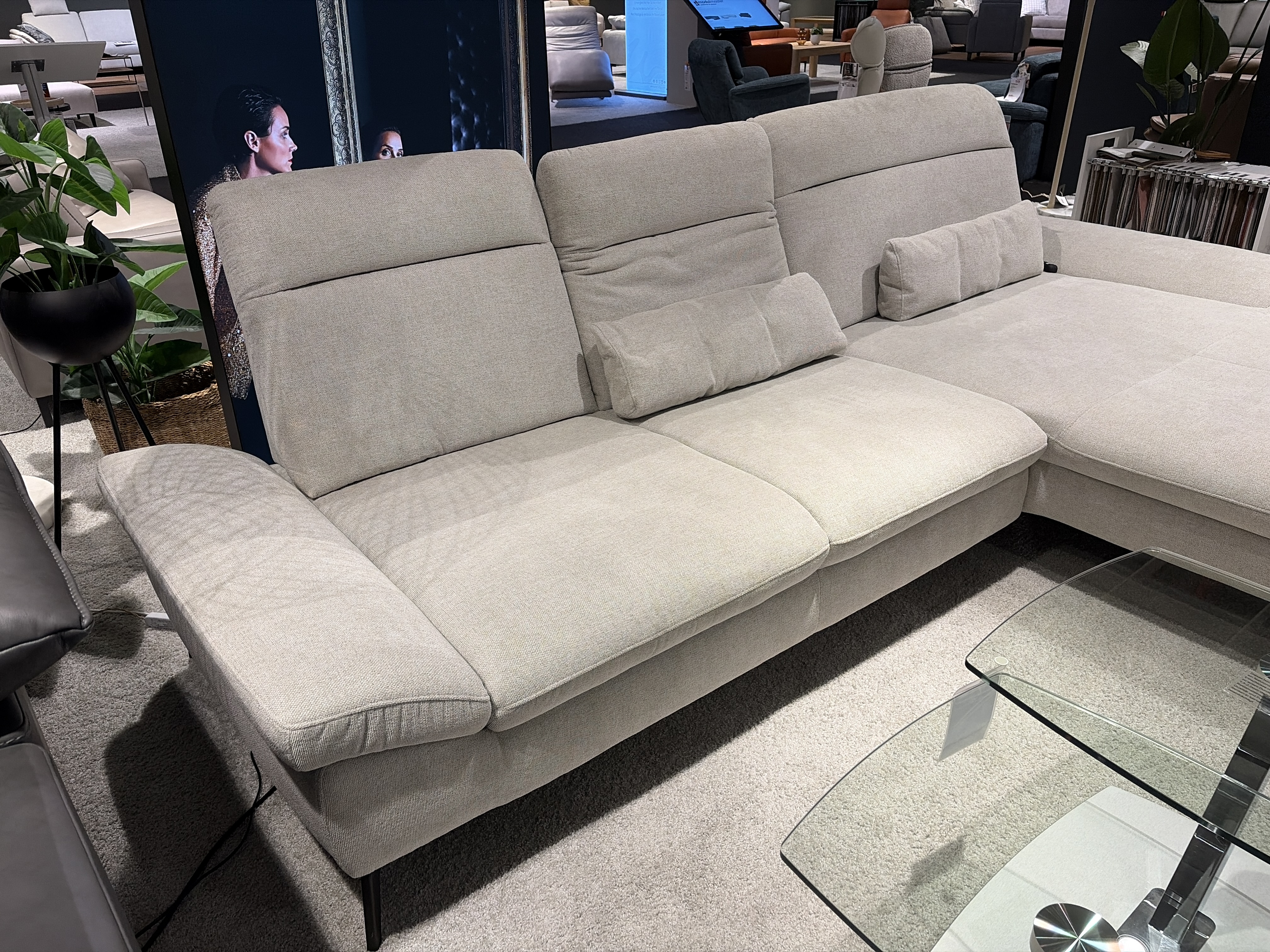 Hukla Polstergruppe VS-HU1185 ca. 335x193cm in Cyber ecru, Sofa, Sectional, Beige, Stoff, Kissen
