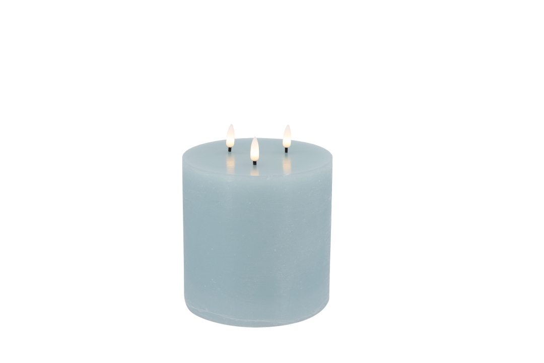 L.C. Wholesaler LED-3-Docht-Kerze SUMMER ca. Ø 15, H 15cm in Summer blue rustic