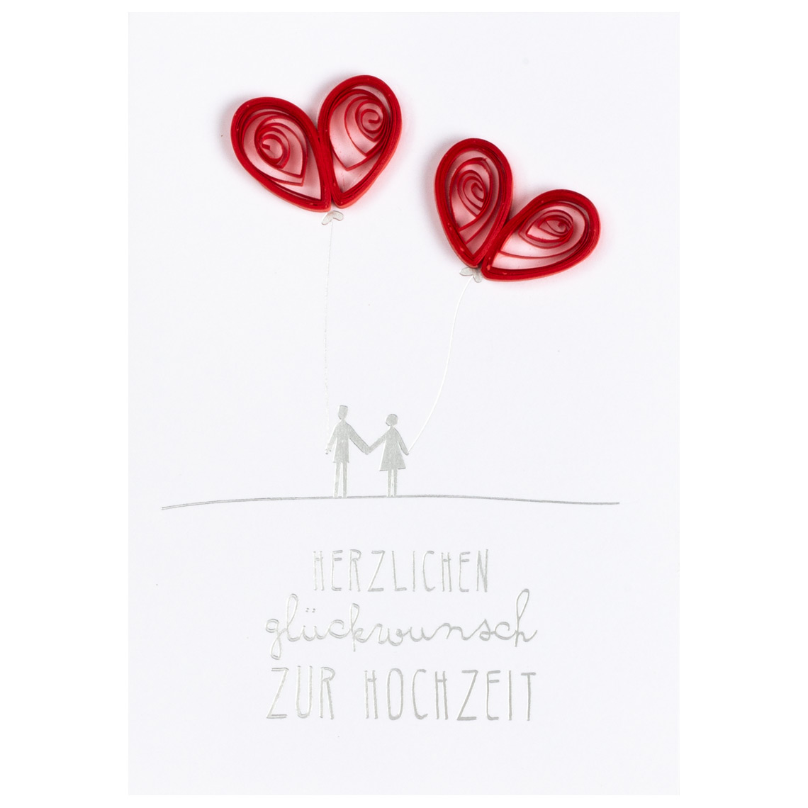 Kreiskarte Herzlichen Glückwunsch zur Hochzeit, Herz-Luftballons, Hochzeit, Kartenmotiv, Papierkunst, Paar