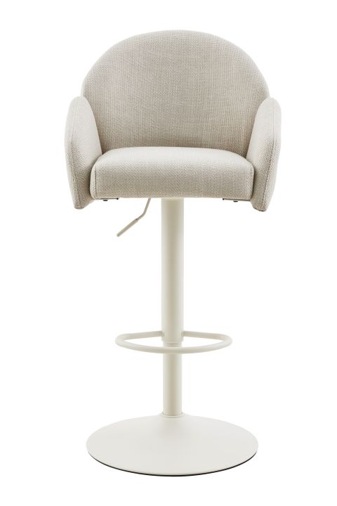Hela Barhocker HOLLY H ca. B53 H96 T57 cm in Stoff WS beige 31/36, Barhocker, Schaumstoffstuhl, Stuhl mit Armlehnen, Beiges Polster, Rundfuß