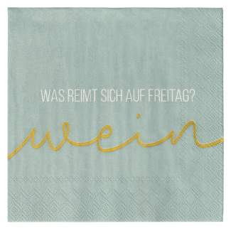 Cocktailserviette WAS REIMT SICH AUF FREITAG? in Was reimt sich auf Freitag?, poster, text, kreativ, nahme, design