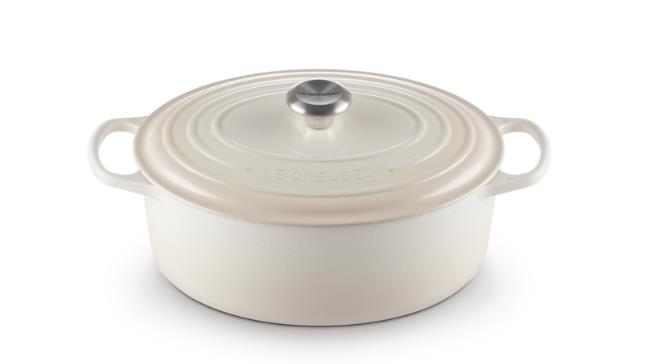 Le Creuset Bräter Sig 31cm in Farbe Meringue, Topf, Stieltopf, Edelstahlgriff, Induktion, Le Creuset