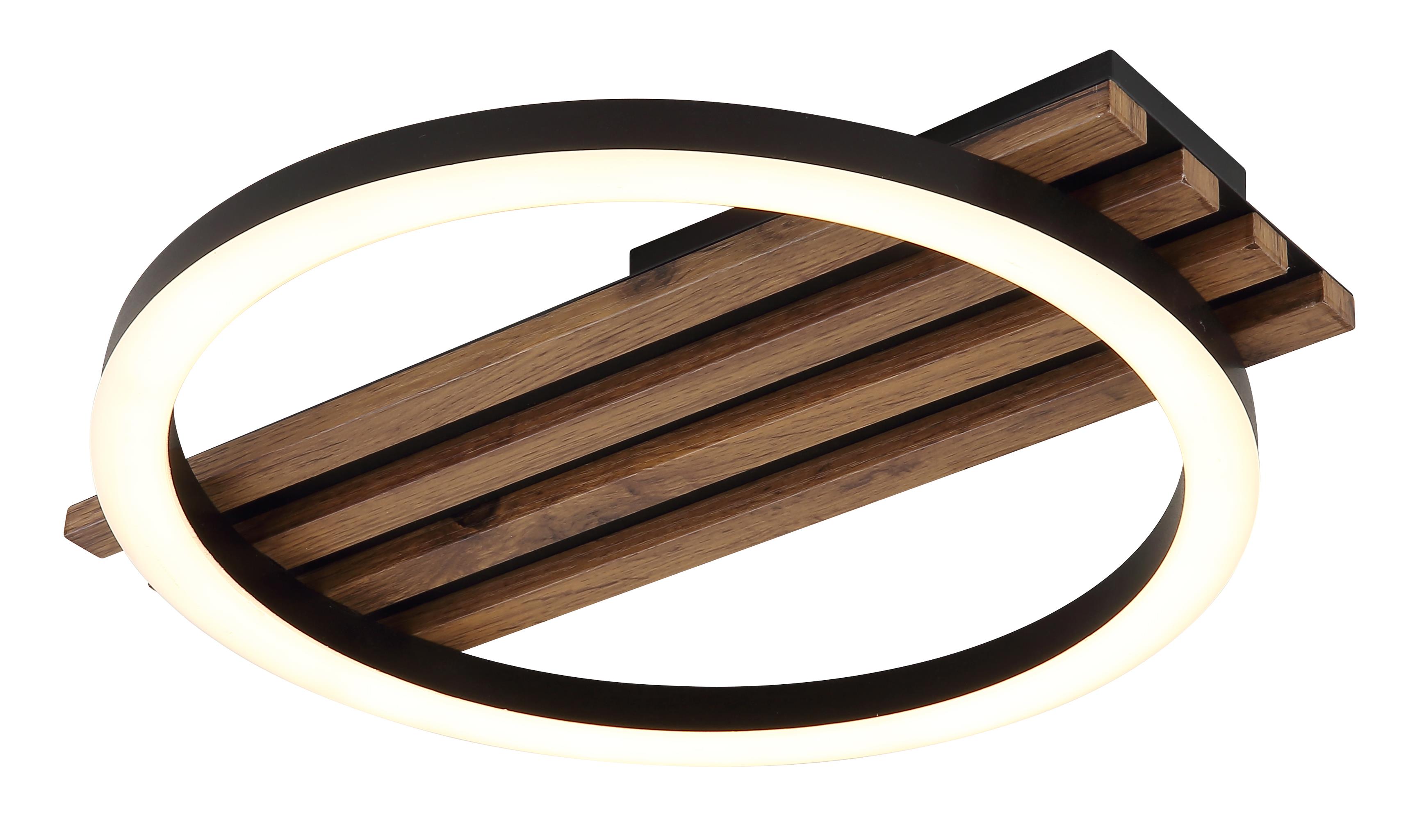 Globo LED-Deckenleuchte TISHA 1-flammig in Farbe schwarz matt, holzoptik dunkel, Deckenleuchte
